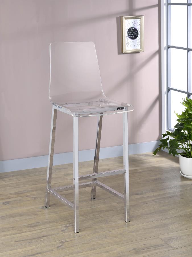 Juelia Clear Acrylic Bar Chair - Chrome (Set of 2)