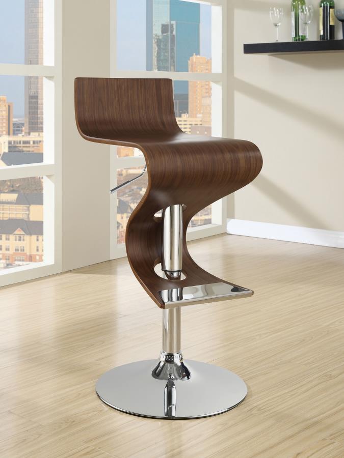 Covina Adjustable Bar Stool - Walnut and Chrome