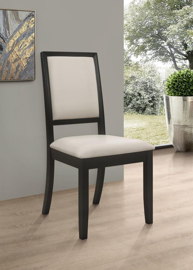 Louise Upholstered Wood Dining Side Chair - Black (Set of 2)