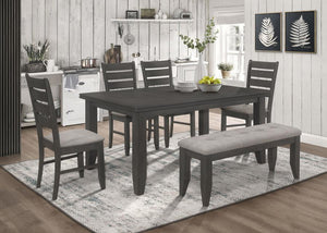 Dalila 6-piece Rectangular Dining Table Set - Dark Grey