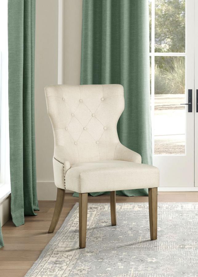 Baney Tufted Upholstered Dining Chair - Beige and Rustic Grey