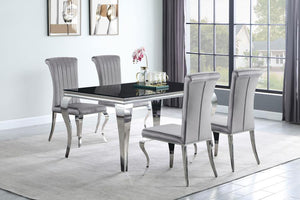 Carone 5-piece 61" Rectangular Black Glass Dining Set - Grey