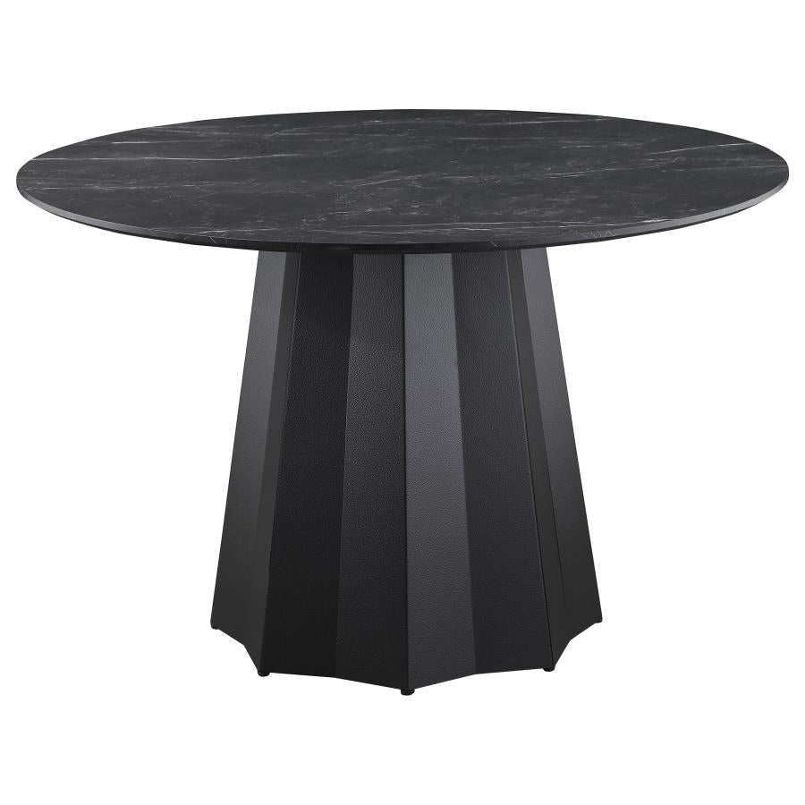 Camden 5-piece Round Faux Marble Top Dining Table Set - Black