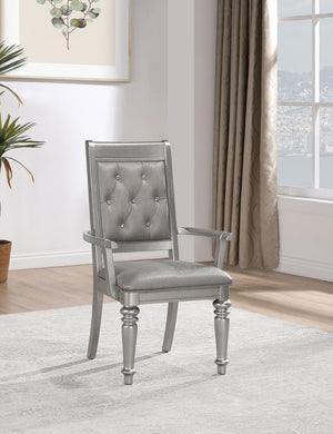 Bling Game Dining Arm Chair - Metallic Platinum (Set of 2)