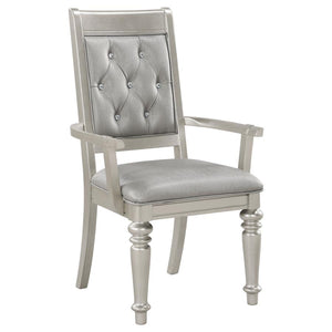 Bling Game Dining Arm Chair - Metallic Platinum (Set of 2)