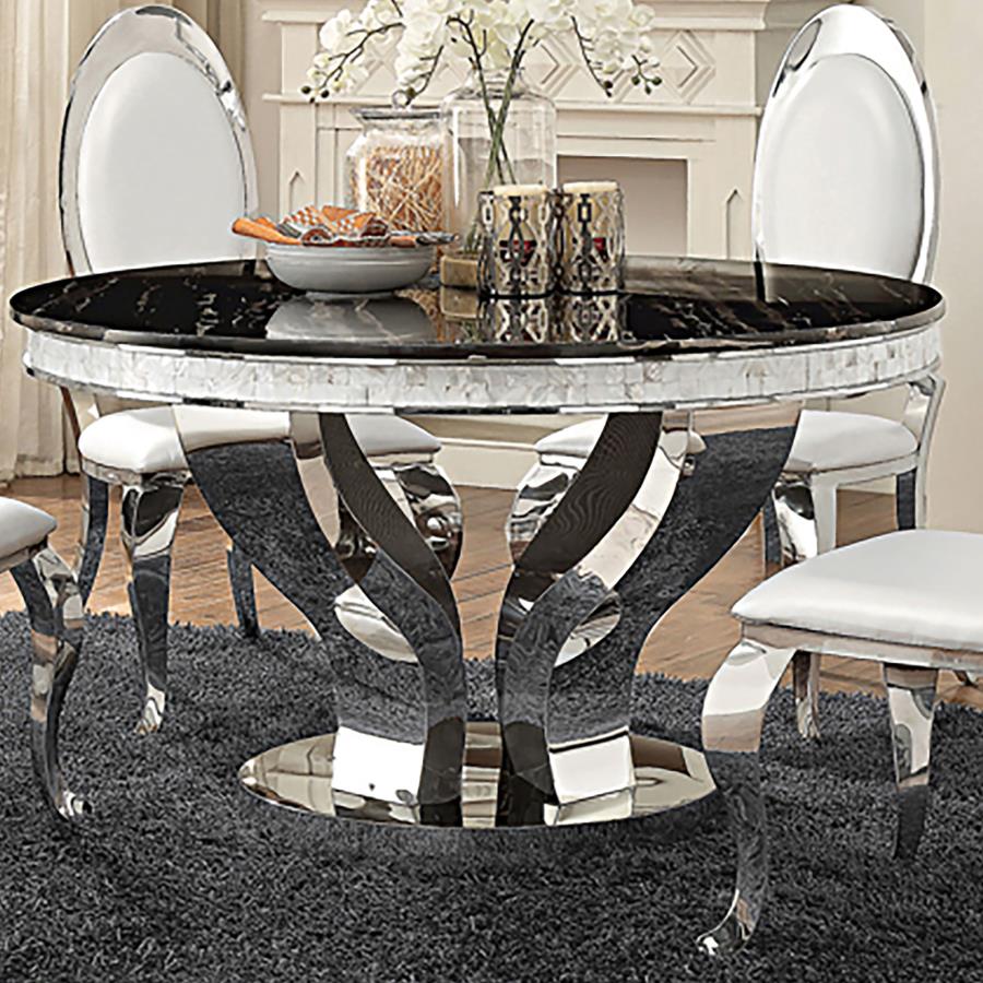 Anchorage Round 51-inch Glass Top Dining Table - Chrome