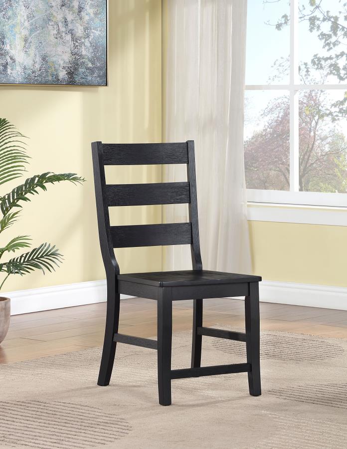 Newport Ladder Back Wood Dining Side Chair - Black (Set of 2)