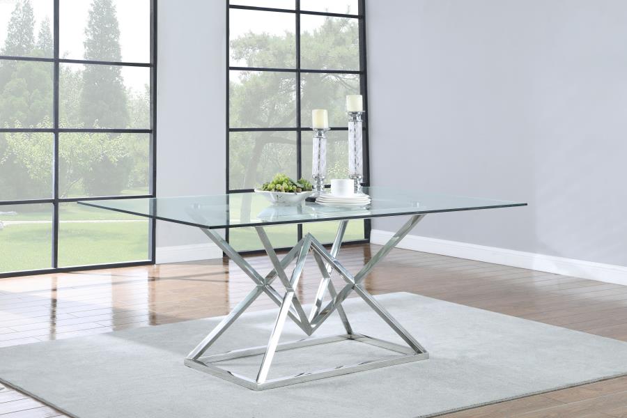 Beaufort Rectangular 71-inch Glass Top Dining Table - Chrome