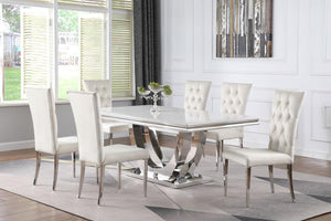 Kerwin 7-piece Rectangular Dining Table Set - White and Chrome