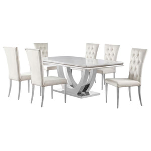 Kerwin 7-piece Rectangular Dining Table Set - White and Chrome