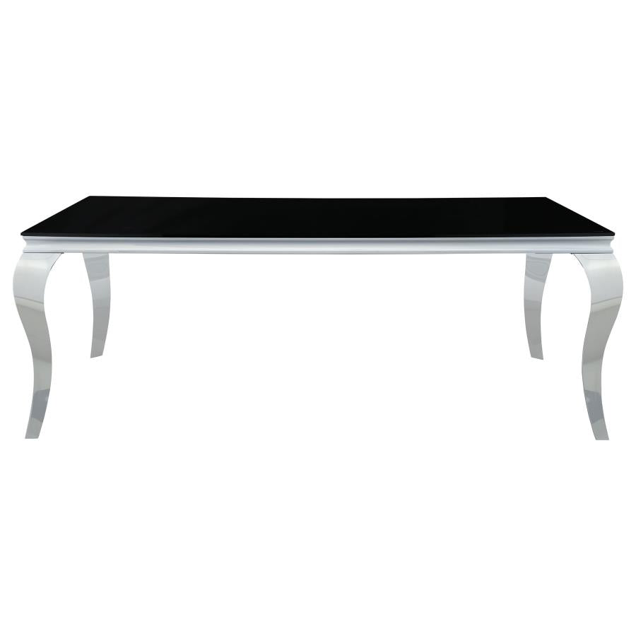 Carone Rectangular 81-inch Glass Top Dining Table - Black