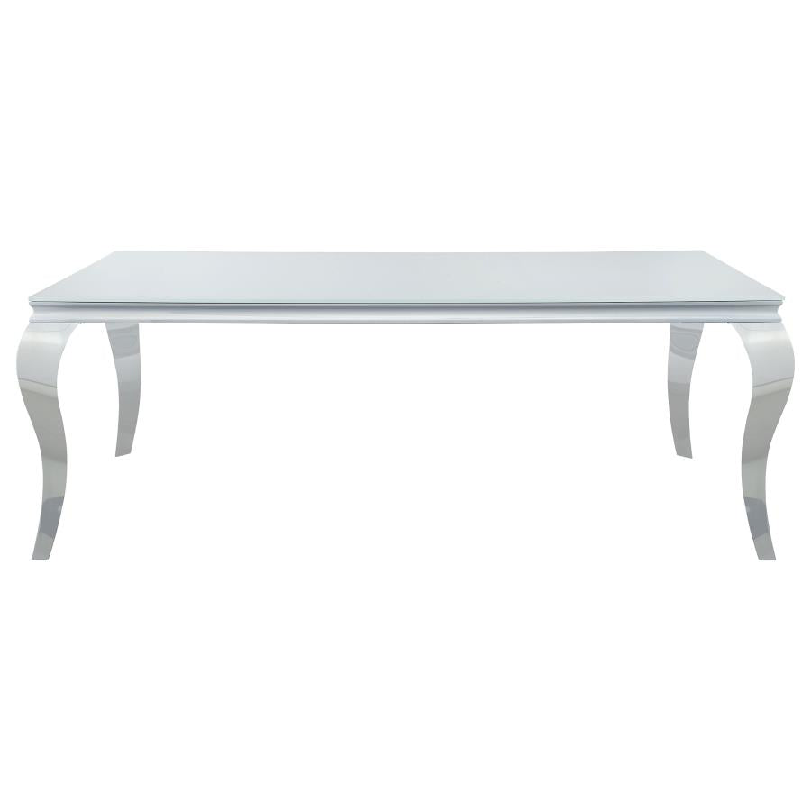 Carone Rectangular 81-inch Glass Top Dining Table - White