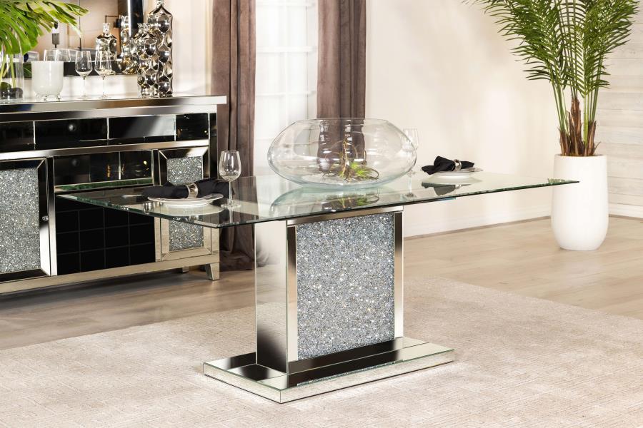 Marilyn Rectangular 72-inch Glass Top Dining Table - Silver