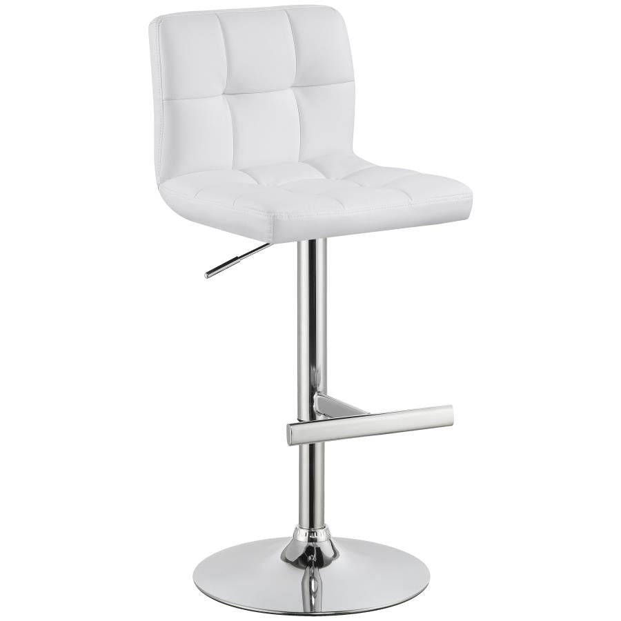 Lenny Upholstered Adjustable Bar Stool - White (Set of 2)