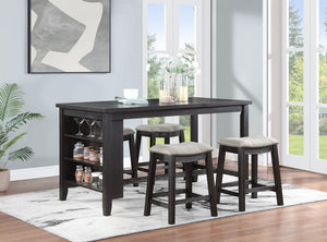 Elliston 5-piece Counter Height Dining Table Set - Dark Grey