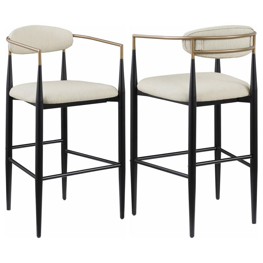 Tina Fabric Upholstered Bar Chair - Beige (Set of 2)