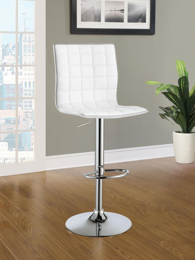 Ashbury Upholstered Adjustable Bar Stool - White (Set of 2)