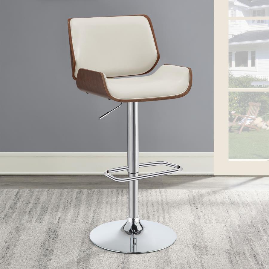 Folsom Upholstered Adjustable Bar Stool - Ecru and Chrome