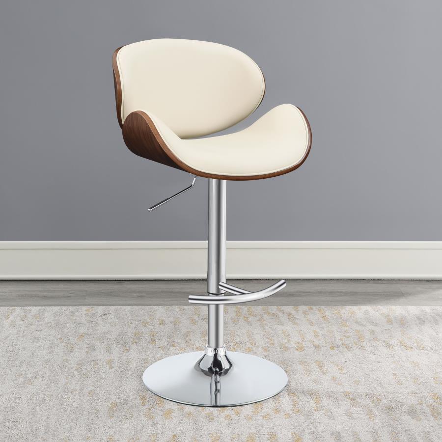 Harris Adjustable Bar Stool - Ecru and Chrome