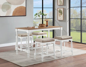 Martina 5-piece Rectangular Counter Height Dining Set - White