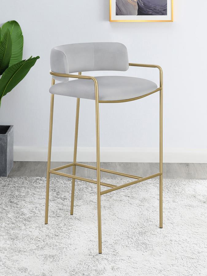 Comstock Upholstered Low Back Stool - Grey and Gold