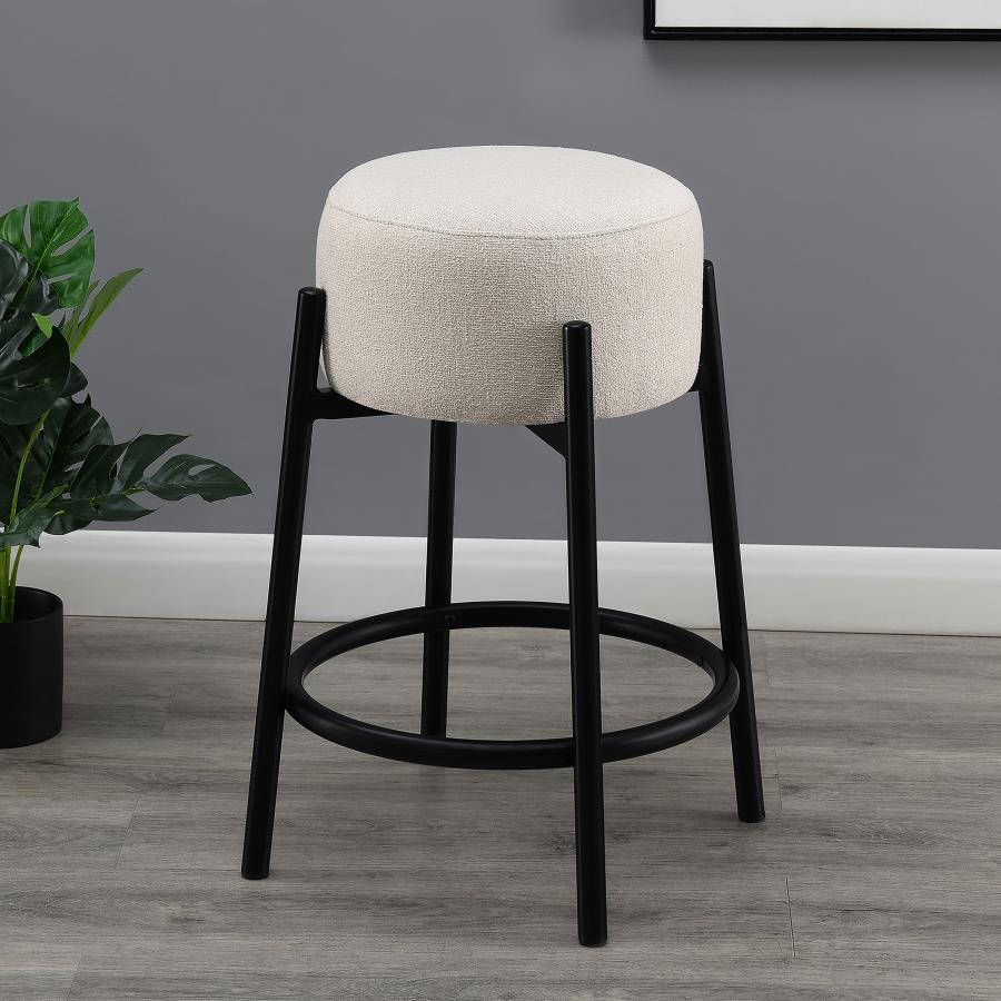 Leonard Upholstered Backless Counter Stool - White (Set of 2)