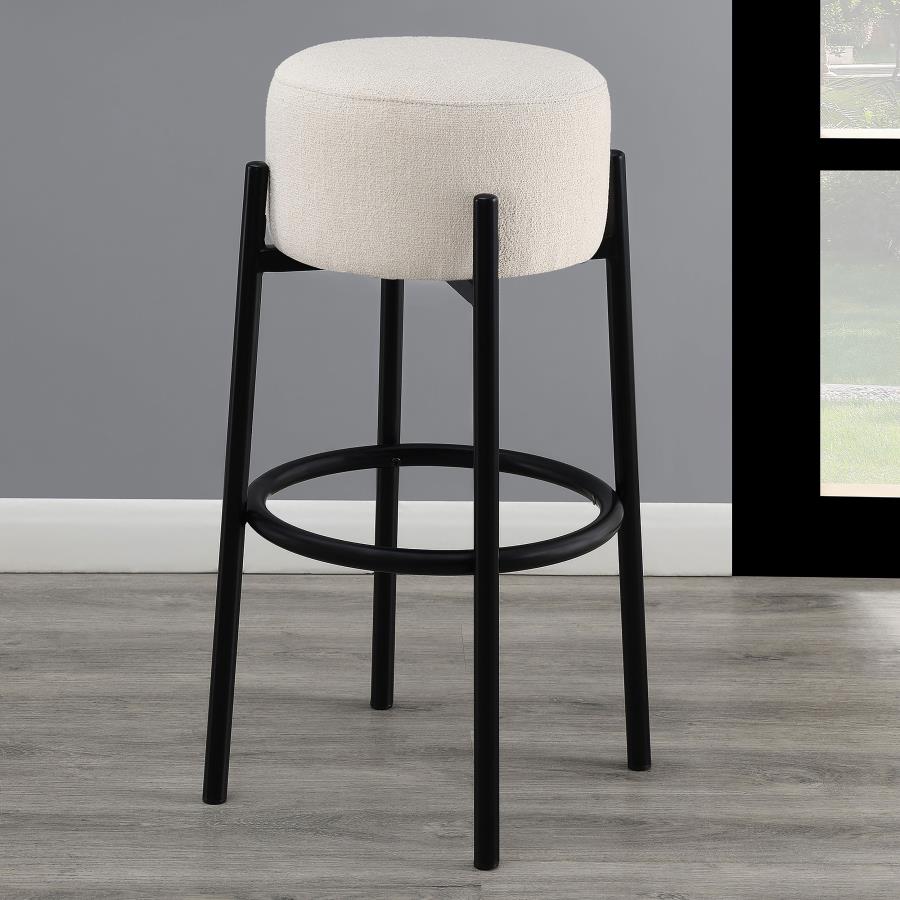 Leonard Upholstered Backless Bar Stool - White (Set of 2)