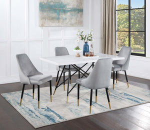 Gabrielle 5-piece Marble Top Dining Table Set - White and Grey