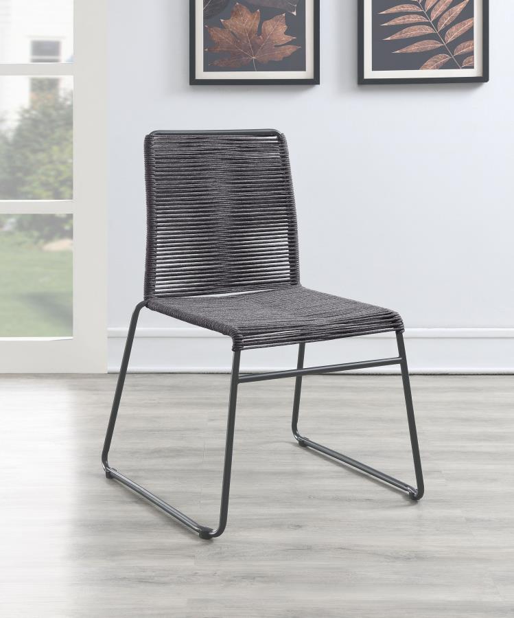 Jerome Woven Rope Stackable Side Chair - Charcoal (Set of 2)