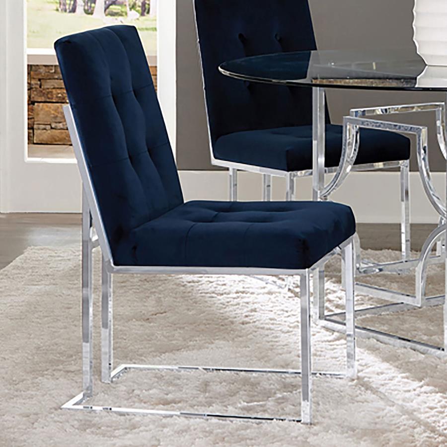 Cisco Velvet Upholstered Dining Side Chair - Chrome (Set of 2)