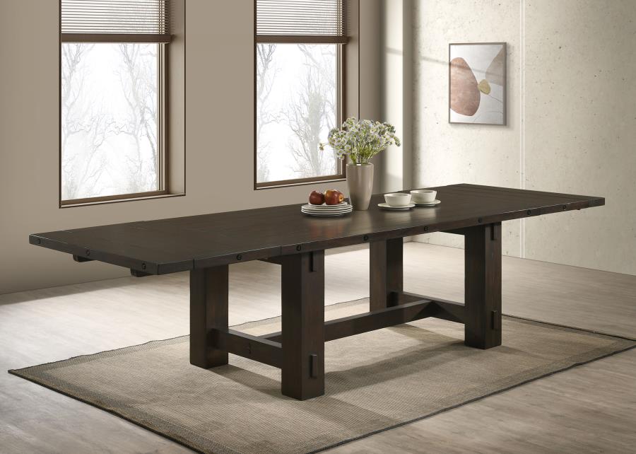 Calandra 121-inch Extension Leaf Dining Table - Vintage Java