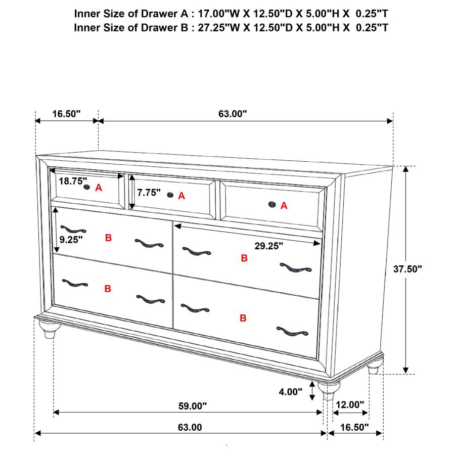 Barzini 7-drawer Dresser - Black