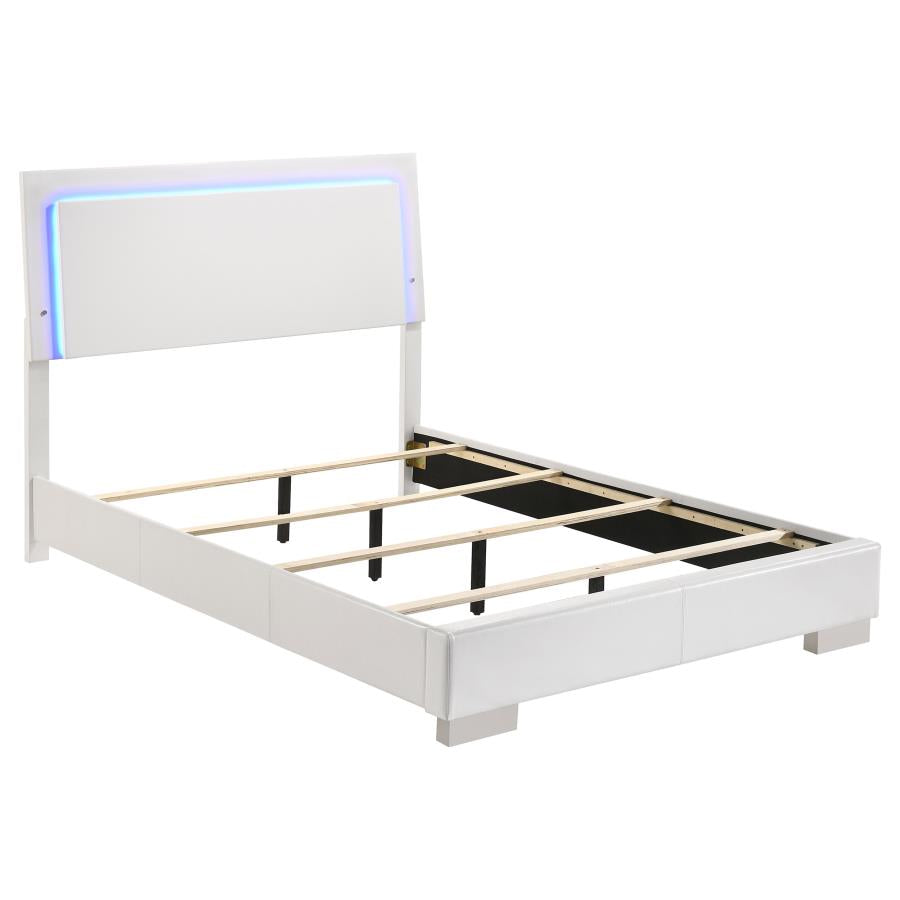 Felicity Wood Full LED Panel Bed - White High Gloss