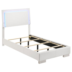 Felicity Wood Twin LED Panel Bed - White High Gloss