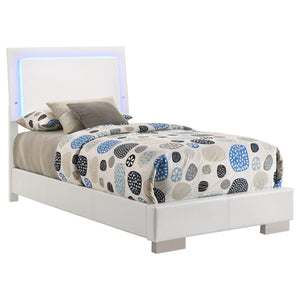 Felicity Wood Twin LED Panel Bed - White High Gloss