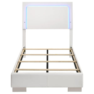 Felicity Wood Twin LED Panel Bed - White High Gloss