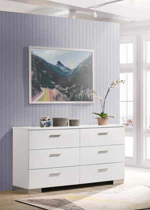 Felicity 6-drawer Dresser - White High Gloss