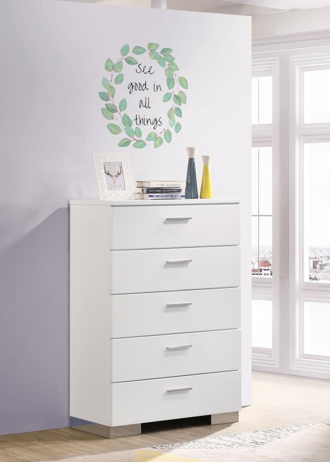 Felicity 5-drawer Bedroom Chest - White High Gloss