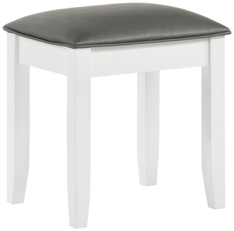 Felicity Upholstered Vanity Stool - Metallic and Glossy White