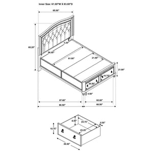 Bling Game Wood Queen Storage Panel Bed - Metallic Platinum