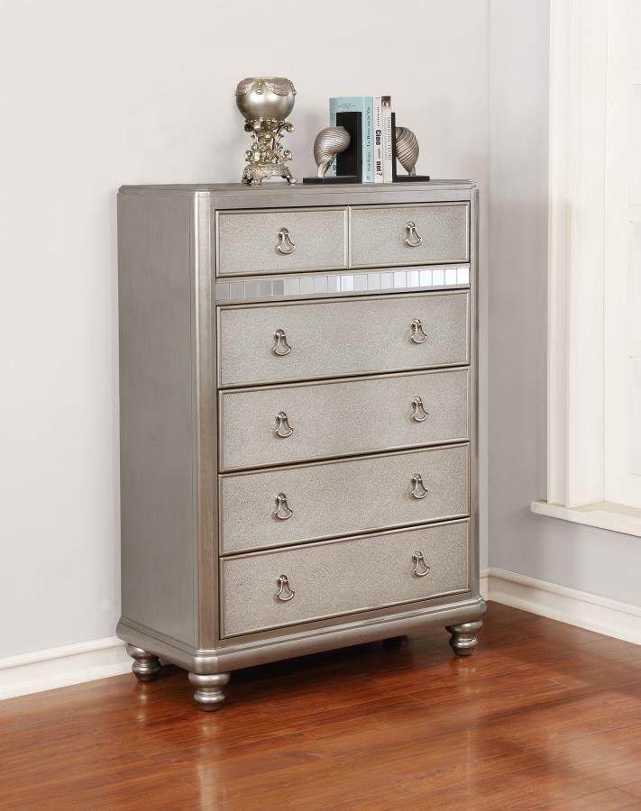 Bling Game 6-drawer Bedroom Chest - Metallic Platinum