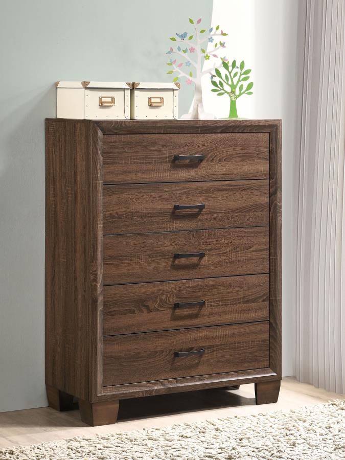 Brandon 5-drawer Bedroom Chest - Warm Brown