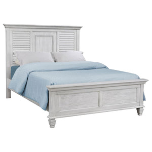 Franco Wood Queen Panel Bed - Distressed White