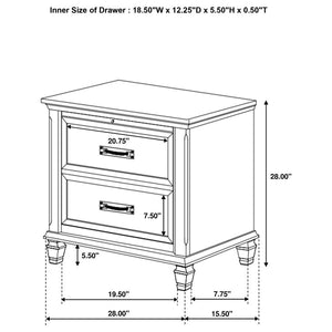 Franco 2-drawer Nightstand - Distressed White