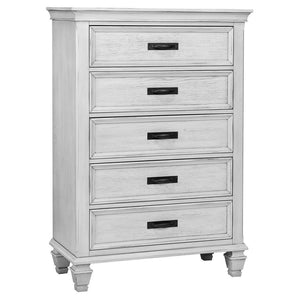 Franco 5-drawer Bedroom Chest - Distressed White