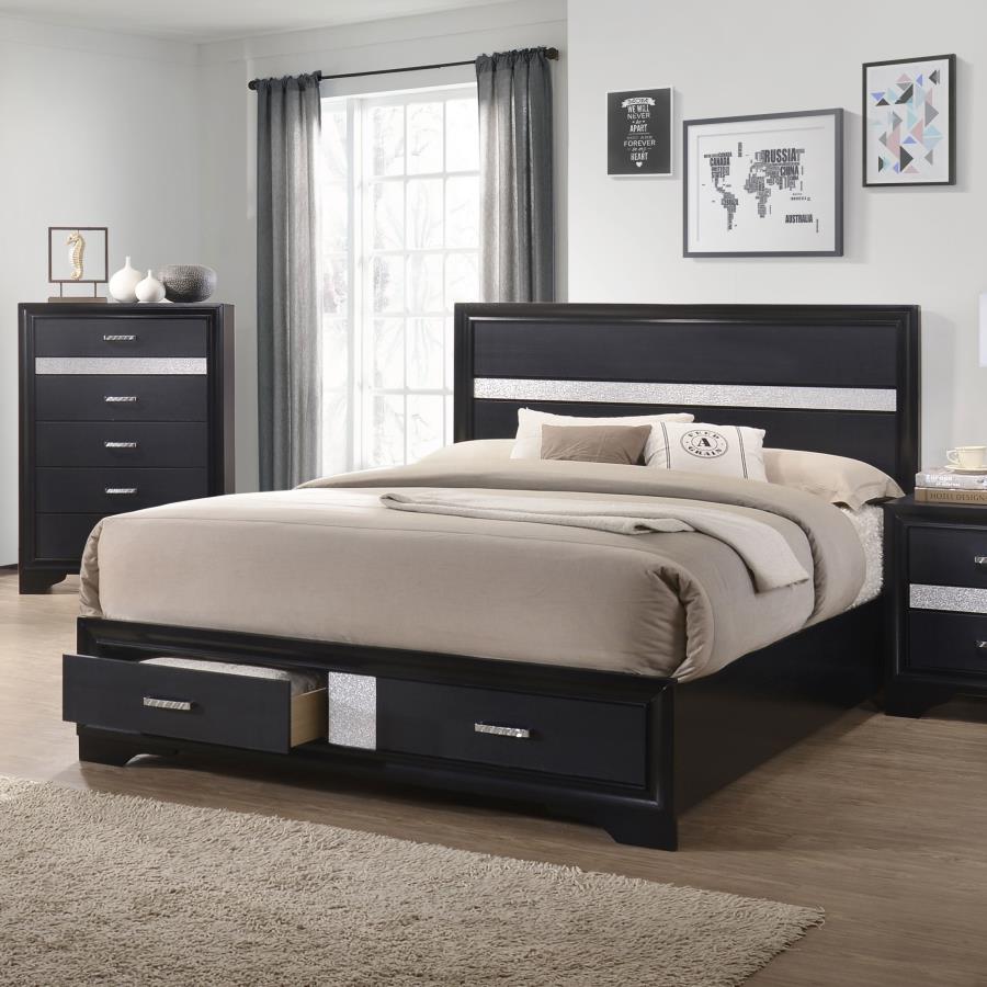 Miranda Wood Queen Storage Panel Bed - Black