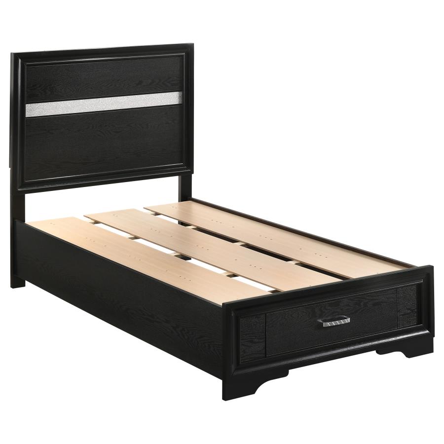 Miranda Wood Twin Storage Panel Bed - Black