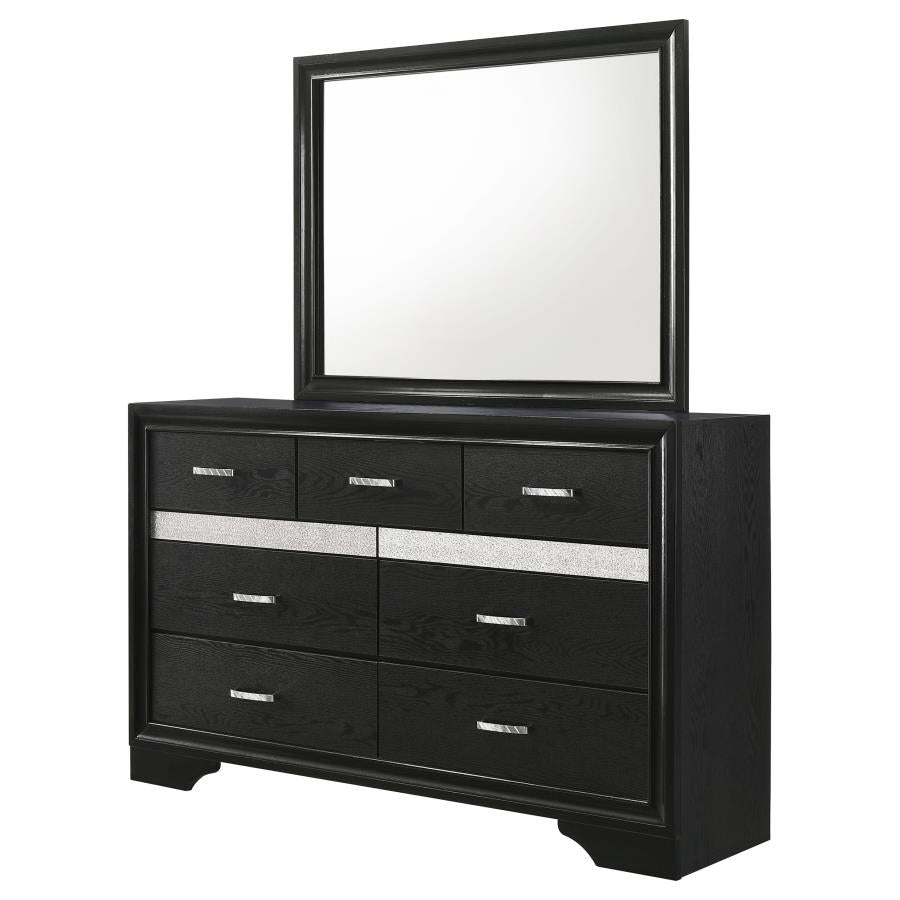 Miranda 7-drawer Dresser with Mirror - Black