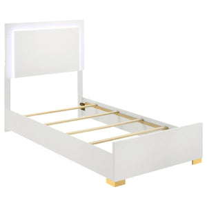 Marceline Wood Twin LED Panel Bed - White