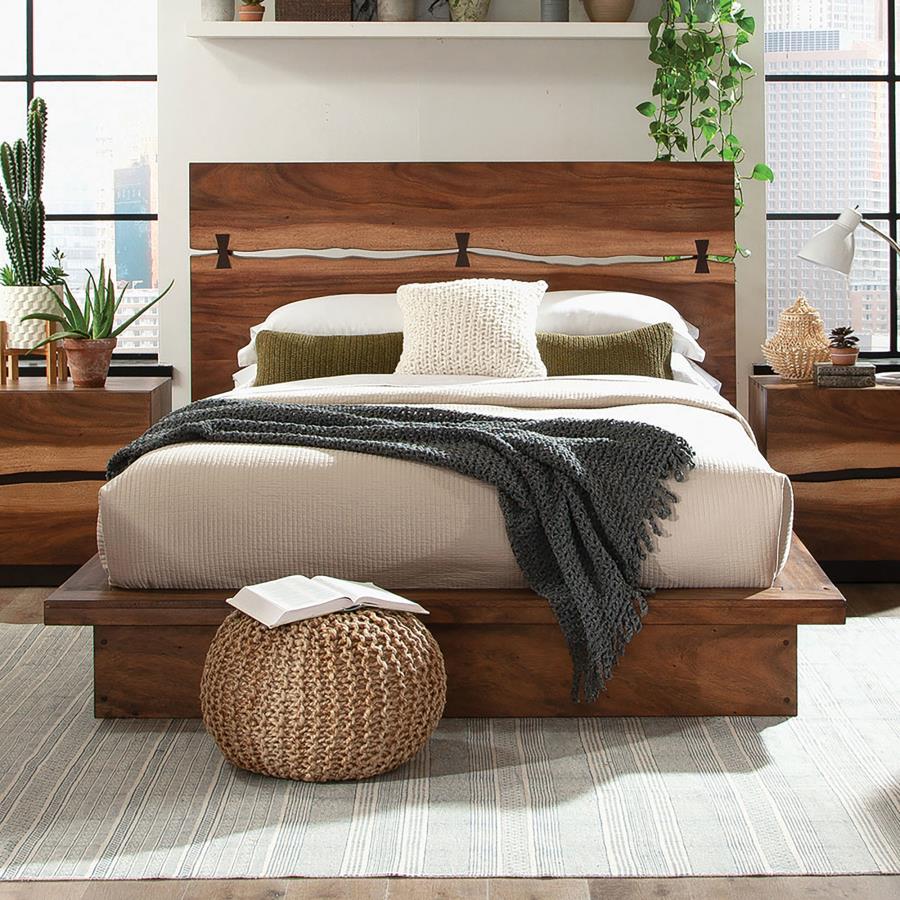 Winslow Wood Queen Panel Bed Smokey - Walnut and Coffee Bean